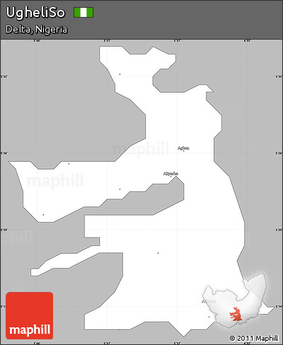 Gray Simple Map of UgheliSo, single color outside