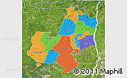 Political 3D Map of Edo, satellite outside