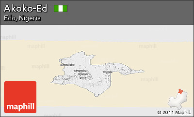 Classic Style Panoramic Map of Akoko-Ed, single color outside