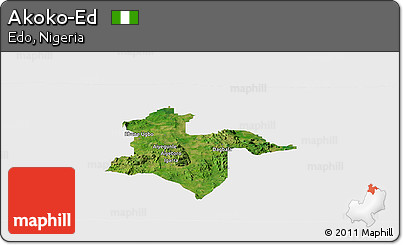 Satellite Panoramic Map of Akoko-Ed, single color outside