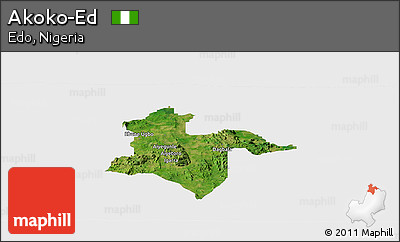 Satellite Panoramic Map of Akoko-Ed, single color outside