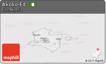 Silver Style Panoramic Map of Akoko-Ed, single color outside
