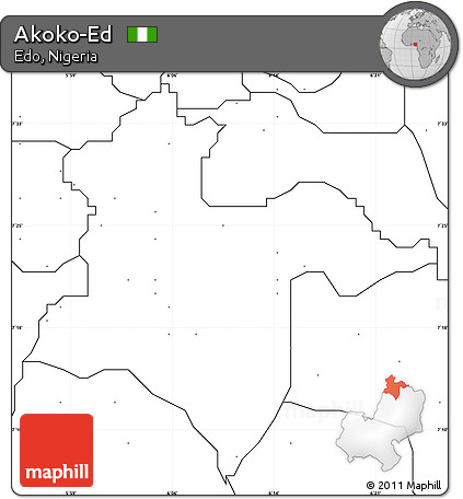 Blank Simple Map of Akoko-Ed, no labels
