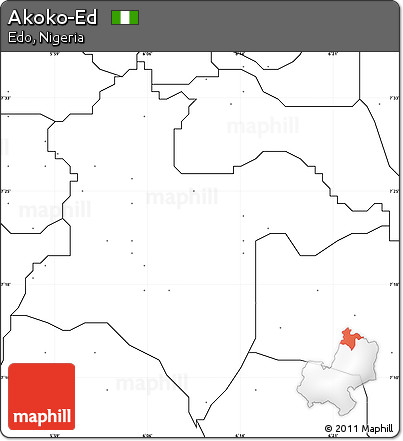 Blank Simple Map of Akoko-Ed, no labels