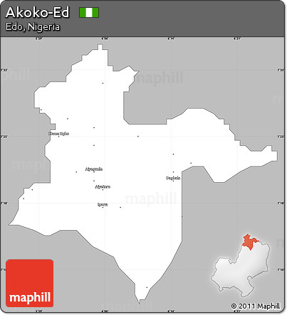 Gray Simple Map of Akoko-Ed, single color outside