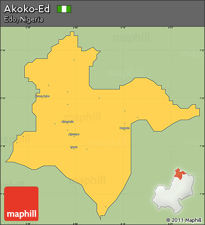 Savanna Style Simple Map of Akoko-Ed, cropped outside