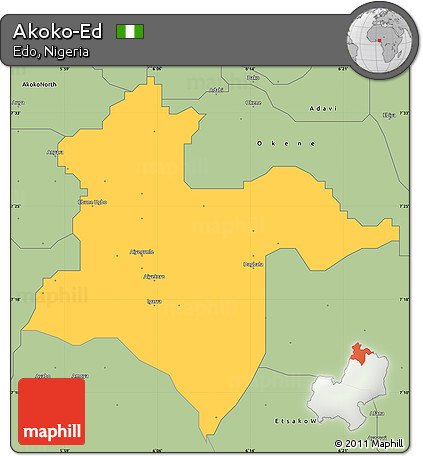 Savanna Style Simple Map of Akoko-Ed
