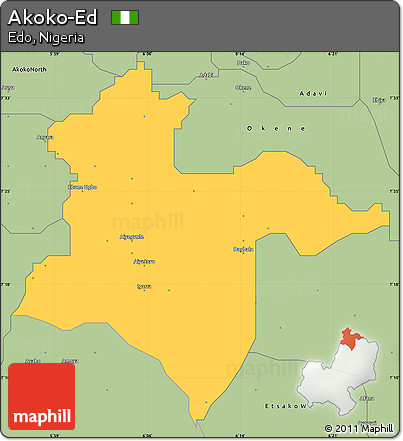 Savanna Style Simple Map of Akoko-Ed