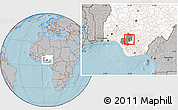 Gray Location Map of EsanCent, highlighted country, highlighted parent region, hill shading
