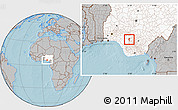 Gray Location Map of EsanCent, highlighted country, hill shading