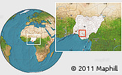 Satellite Location Map of EsanCent, highlighted country, within the entire country