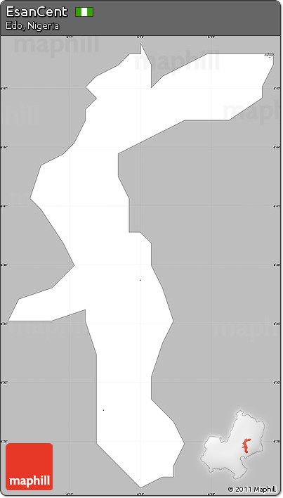Gray Simple Map of EsanCent, single color outside