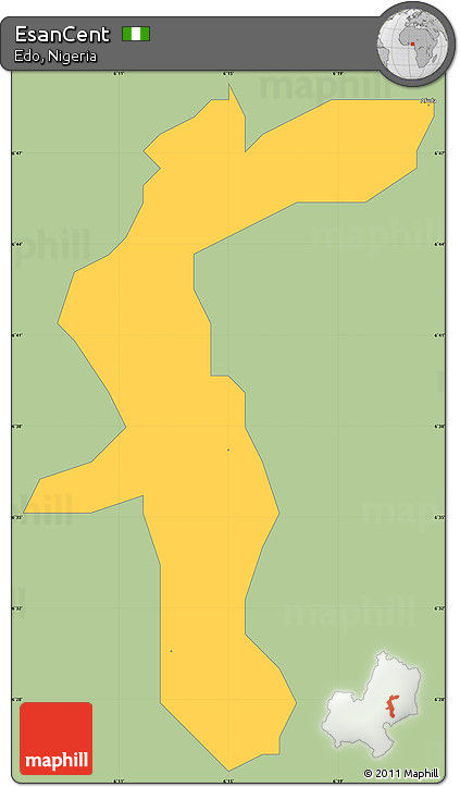Savanna Style Simple Map of EsanCent, single color outside