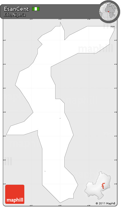 Silver Style Simple Map of EsanCent, single color outside