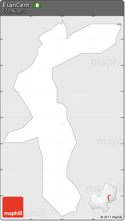 Silver Style Simple Map of EsanCent, single color outside