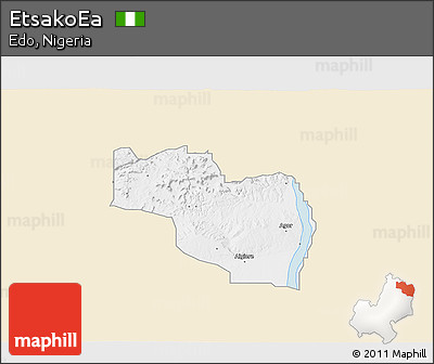 Classic Style 3D Map of EtsakoEa, single color outside