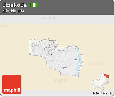 Classic Style 3D Map of EtsakoEa, single color outside