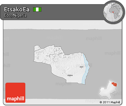 Gray 3D Map of EtsakoEa, single color outside