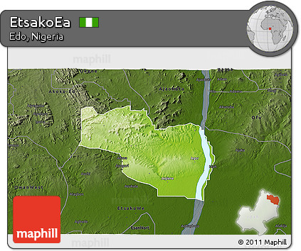 Physical 3D Map of EtsakoEa, darken