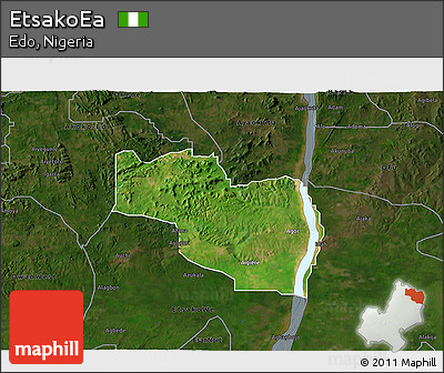 Satellite 3D Map of EtsakoEa, darken