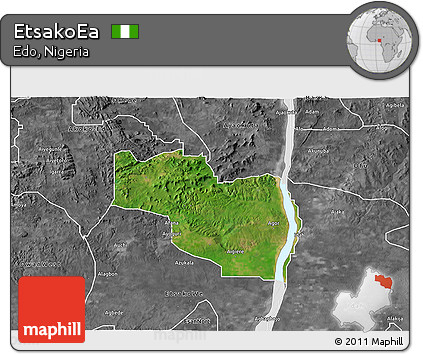 Satellite 3D Map of EtsakoEa, desaturated
