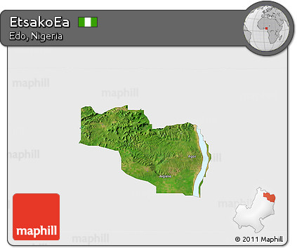 Satellite 3D Map of EtsakoEa, single color outside
