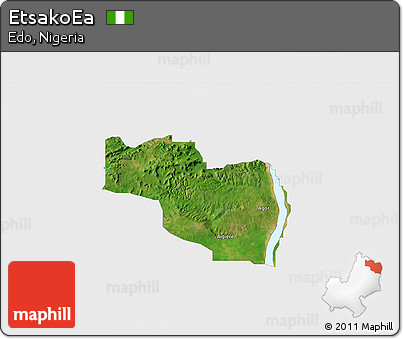 Satellite 3D Map of EtsakoEa, single color outside