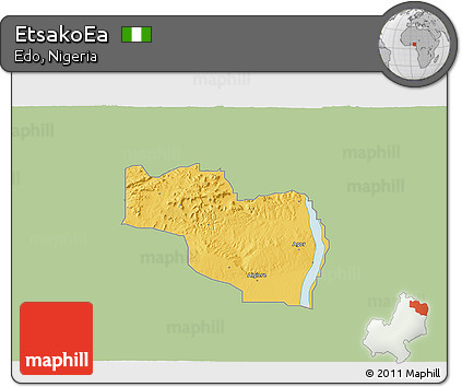 Savanna Style 3D Map of EtsakoEa, single color outside