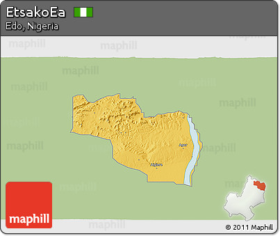 Savanna Style 3D Map of EtsakoEa, single color outside