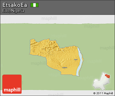 Savanna Style 3D Map of EtsakoEa, single color outside