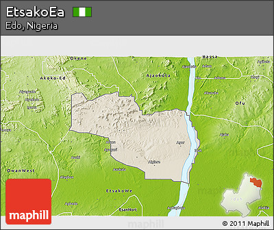 Shaded Relief 3D Map of EtsakoEa, physical outside