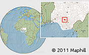 Savanna Style Location Map of EtsakoEa, highlighted country, hill shading