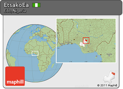 Savanna Style Location Map of EtsakoEa, highlighted parent region