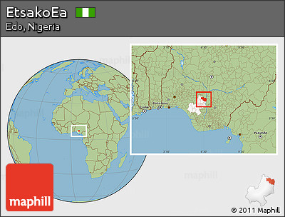 Savanna Style Location Map of EtsakoEa, highlighted parent region
