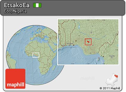 Savanna Style Location Map of EtsakoEa, hill shading