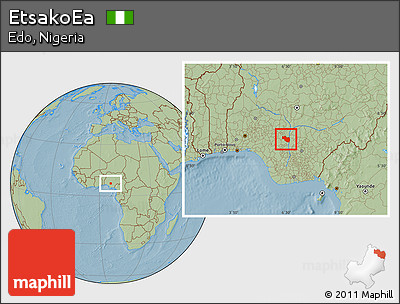 Savanna Style Location Map of EtsakoEa, hill shading