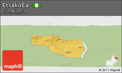 Savanna Style Panoramic Map of EtsakoEa, single color outside