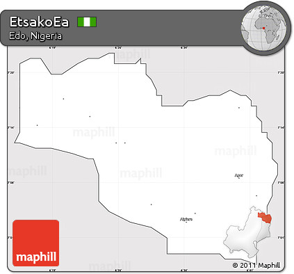Silver Style Simple Map of EtsakoEa, cropped outside