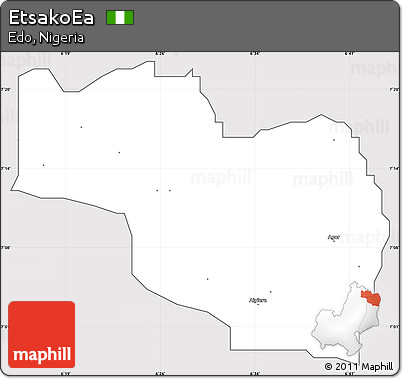 Silver Style Simple Map of EtsakoEa, cropped outside