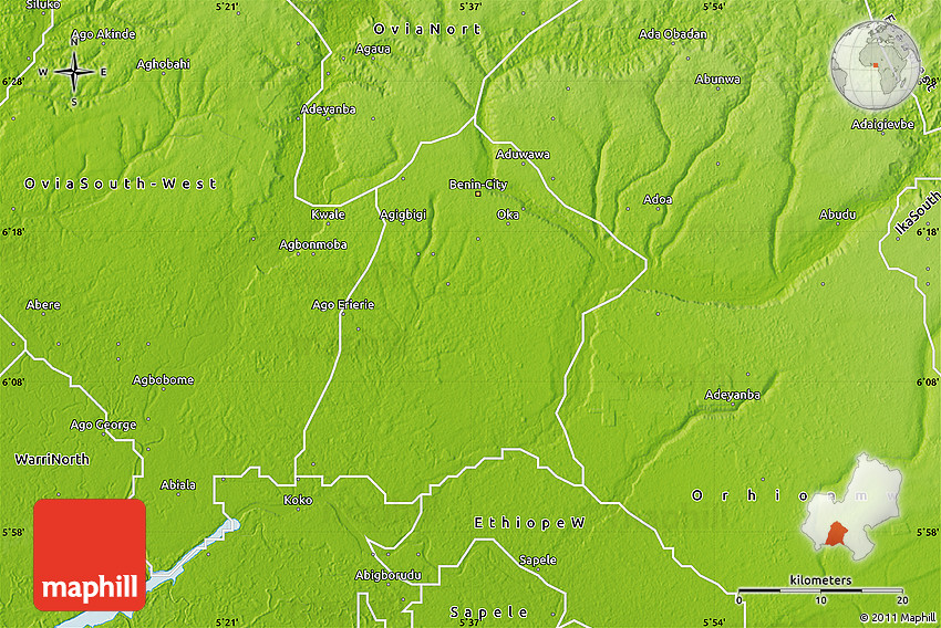 Physical Map of Oredo Edo