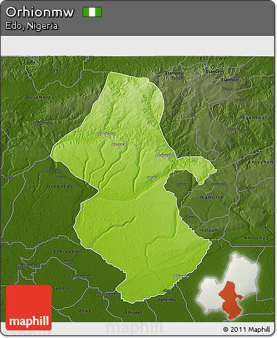 Physical 3D Map of Orhionmw, darken