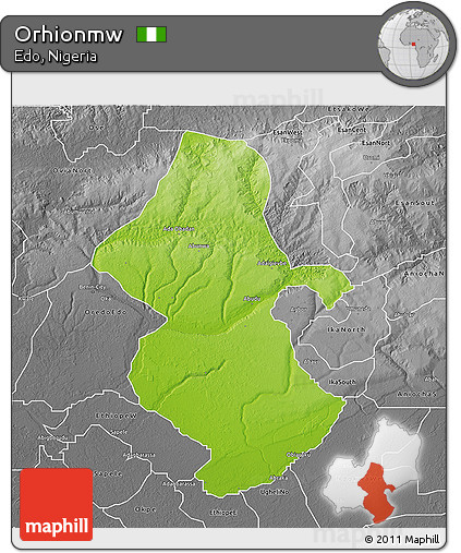 Physical 3D Map of Orhionmw, desaturated