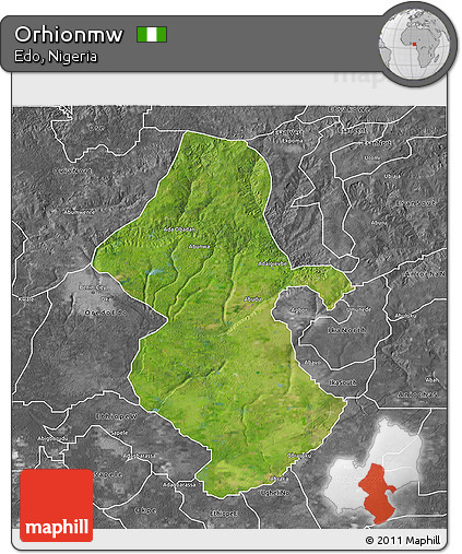 Satellite 3D Map of Orhionmw, desaturated