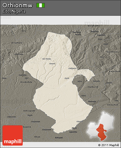 Shaded Relief 3D Map of Orhionmw, darken