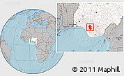 Gray Location Map of Orhionmw, highlighted country, hill shading
