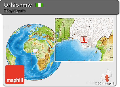 Physical Location Map of Orhionmw, highlighted country