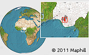 Satellite Location Map of Orhionmw, highlighted country, highlighted parent region