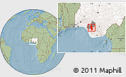 Savanna Style Location Map of Orhionmw, highlighted country, highlighted parent region, hill shading