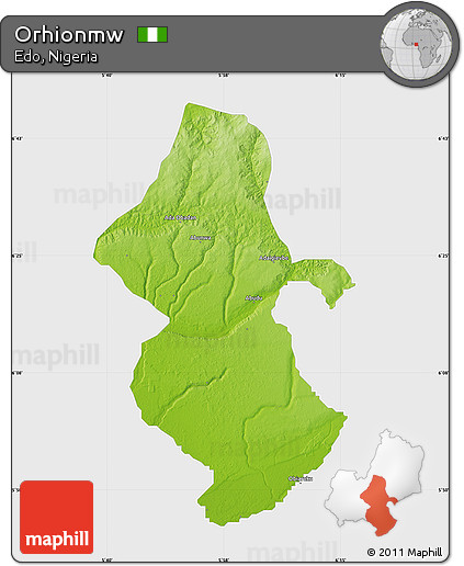 Physical Map of Orhionmw, single color outside