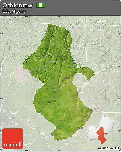 Satellite Map of Orhionmw, lighten